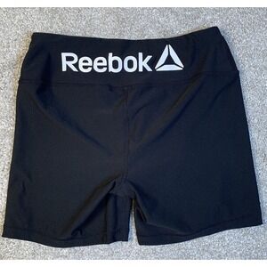 REEBOK Women's High Waist Shorts Compression Biker Exercise Workout Black‎ SMALL